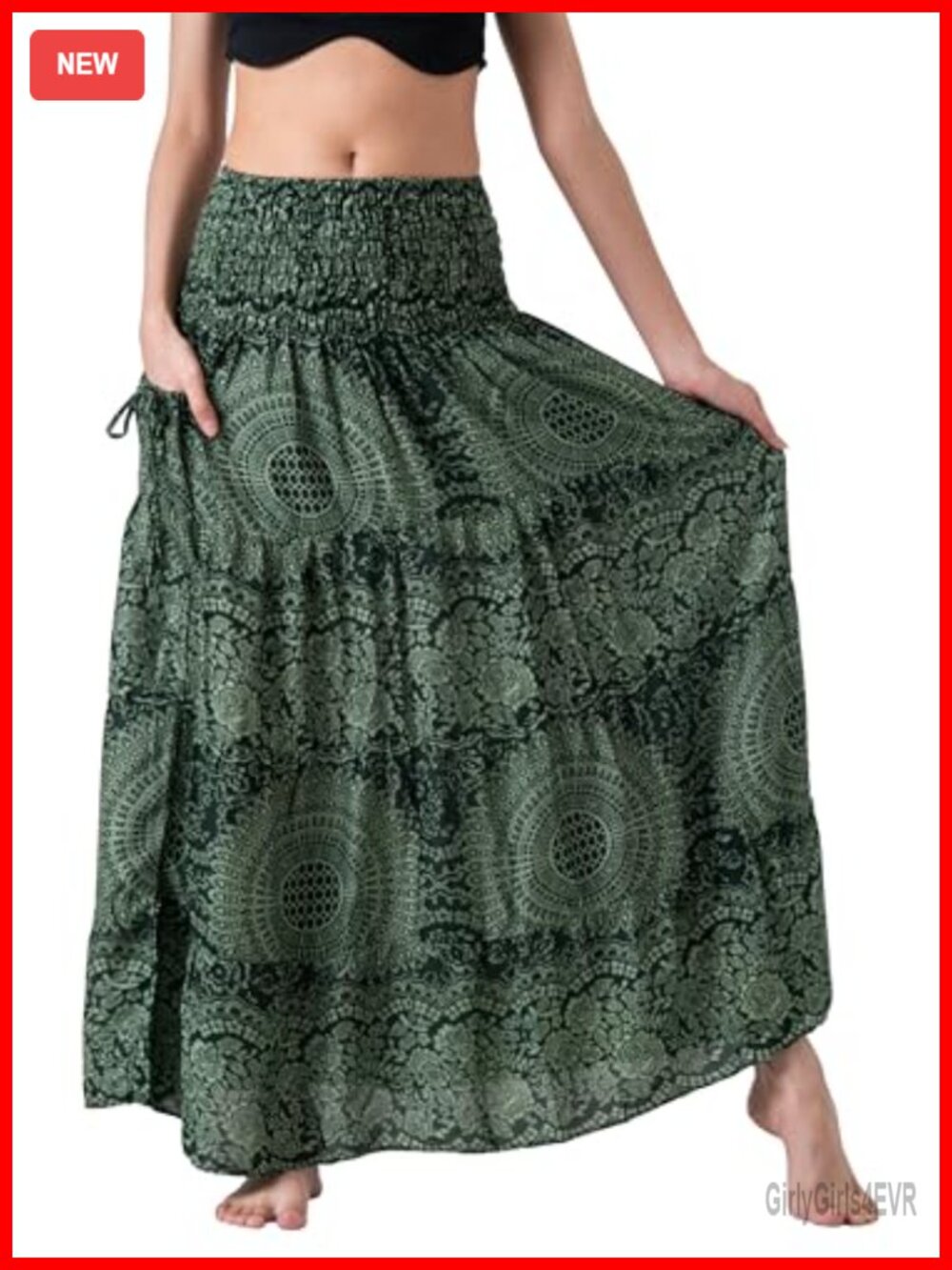 Tiered Maxi Boho Skirt Hippie Rayon High Waisted Elastic Waist